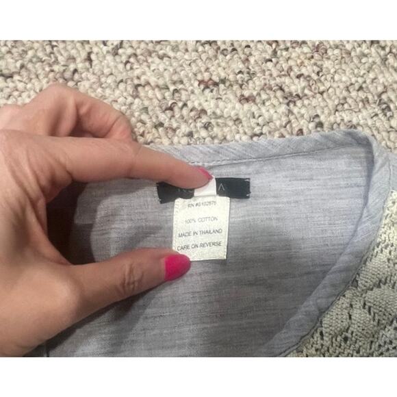 NOVICA 100% Cotton Embroidered Gray Blue Tunic Blouse Size XL - Picture 8 of 9